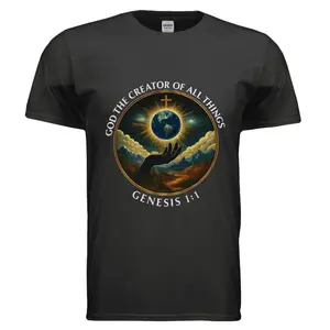 God the Creator of All Things Faith T-Shirt Gildan G640 Adult Softstyle 4.5 oz Jersey 100% Preshrunk Ringspun Cotton Modern Classic Fit for Church Groups and Everyday Wear