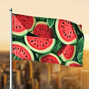 1pc Vibrant Watermelon Flag, Cheerful Summer Design with Red & Green Slices, Durable Polyester Material, Perfect for Festivals, Parties, Home & Garden Decor, 3x5ft (90x150cm), Watermelon Decor outdoorfun