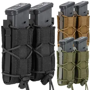 Tacticla Double MOLLE Pouch 9mm Open-Top Pouch in Black Green Tan High-Quality Nylon for Combat Vest & Large Bags