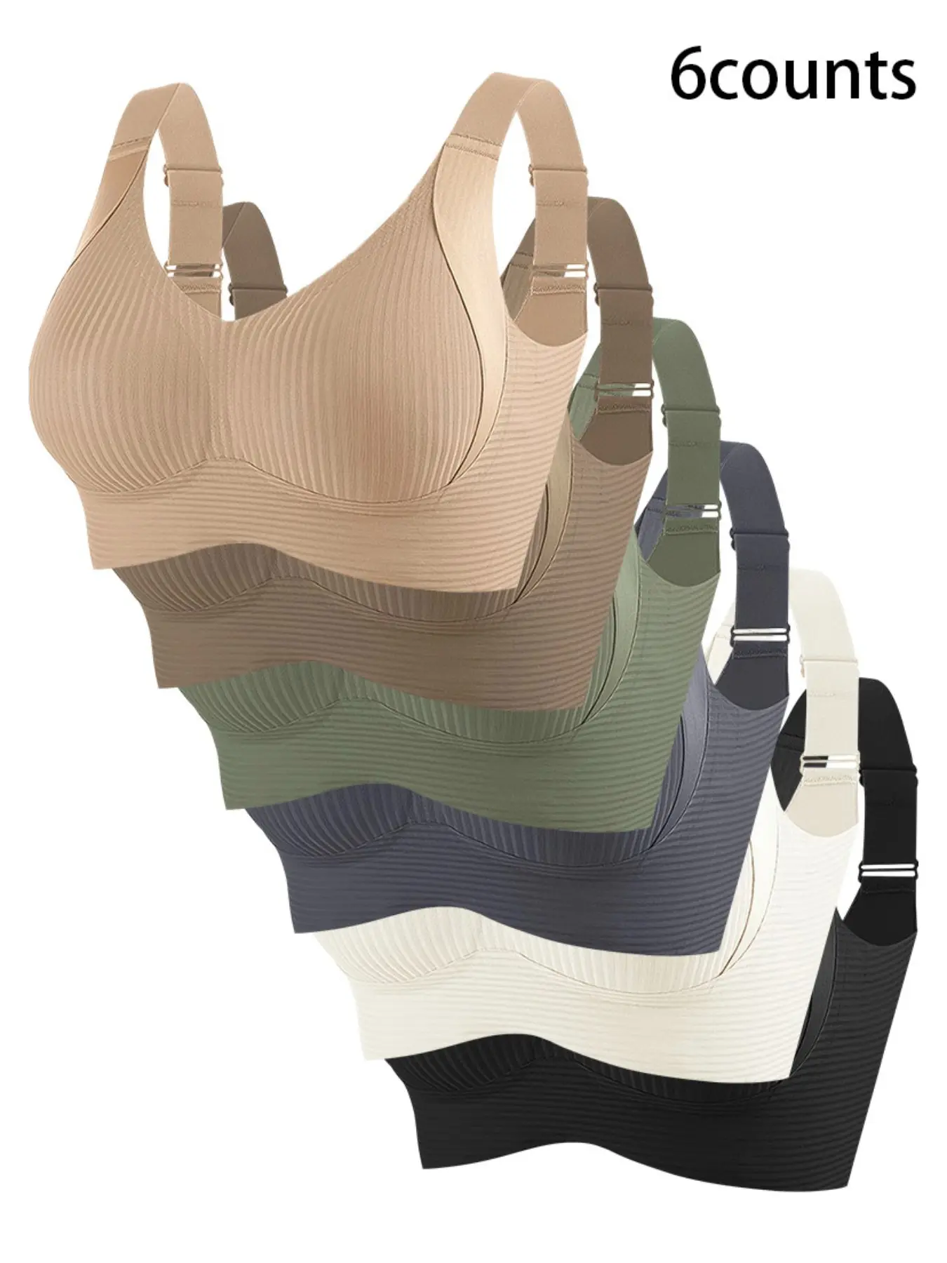 Women's Simple Wireless Push-Up Bra Set, Wide Adjustable Strap Design, Casual Style Comfortable Fit No Underwire Bras, Underwear, Suitable for All Seasons