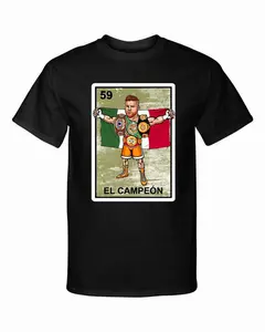 El Campeon Canelo Alvarez Champion Loteria Mexican Bingo Style Graphic Tee Shirt, Unisex Cotton Shirts