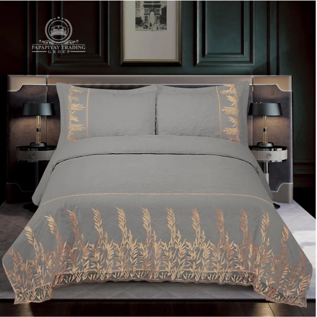 Luxury Velvet Bedspread Set - 4Pcs with Fitted Sheet, Comforter, and Pillow Cases