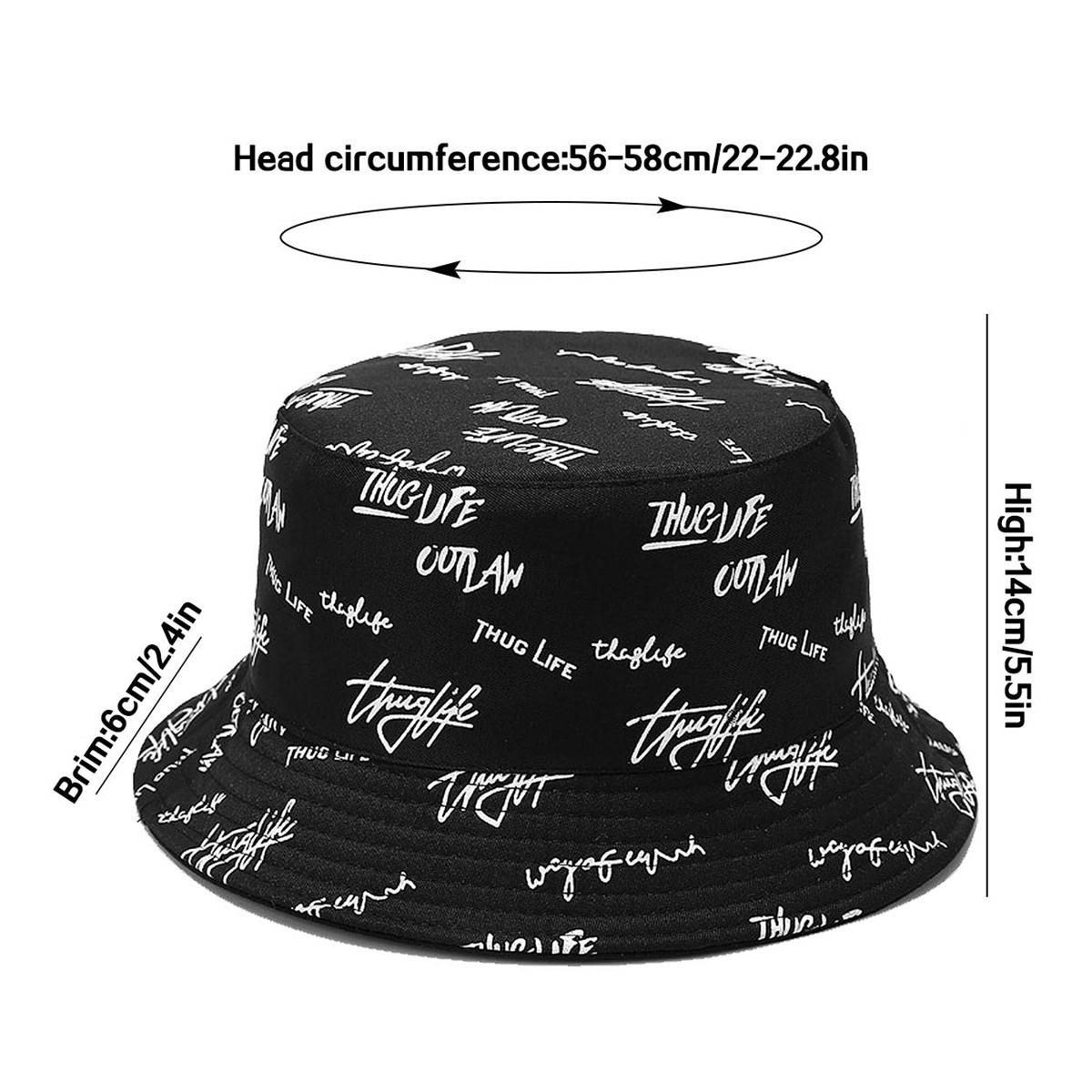 AWAYTR Unisex Double-Sided Fisherman Hat Summer General Sun Hat Trendy Letter Printing Wide Basin Hat Hip Hop Bucket Hat Outdoor