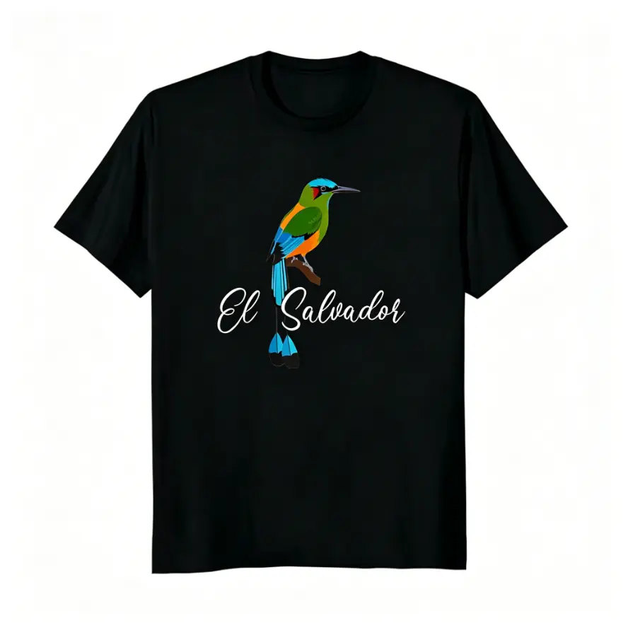 Women's Stylish Short-Sleeve 100% Cotton Graphic T-Shirt - El Salvador National Bird Turquoise Browed Motmot, Celebrate Salvadoran Pride, Cultural Pride, Casual, Crew Neck, Soft Breathable Fashion Fabric, Unisex Fit