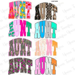 Aunt Mini DTF Transfer Gang Sheet 24.5" Wide x 36" Long Direct To Film Trendy Vibrant Designs for Stylish Wardrobe