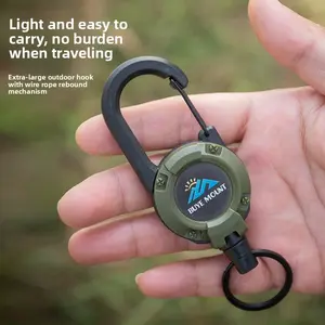 Buye Mount Retractable Key Chain Heavy-Duty Multi-Tool Carabiner Badge Holder with 23.62in/60cm Stainless Steel Cord, Unisex, Three Colors Available