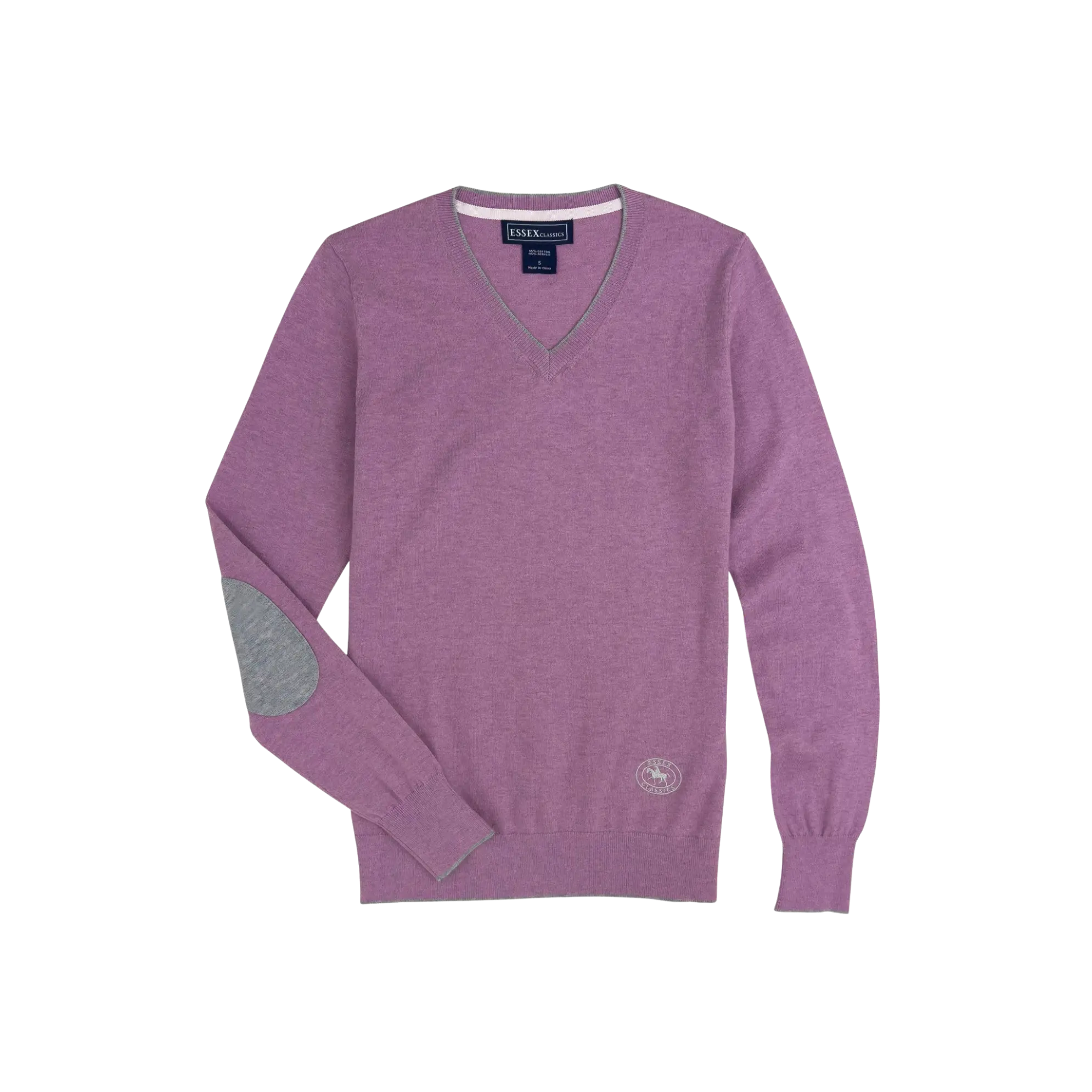 Mauve with Grey Trey V-Neck Sweater