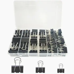 76 Pcs Black Binder Clips Paper Clamps Set Assorted Sizes Large Medium Small for Office School and Home