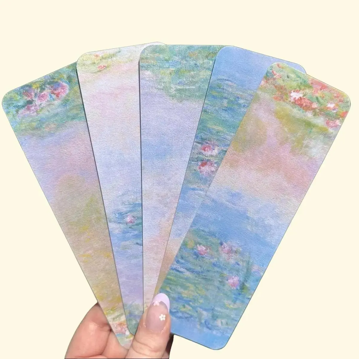Monet Fine Art Monet Ocean & Water Lily Double Sided Matte Bookmark 7" x 2.2" High Quality Laminated Durable Gift for Reader Book Lover