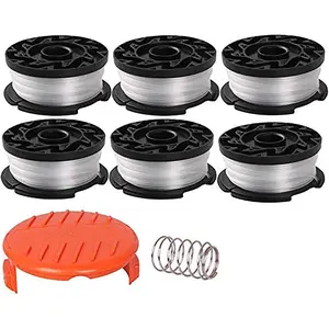 AF-100 String Trimmer Spool Compatible with Black and Decker GH600 GH900 LST201 LSTE525 BESTA510 30ft 0.065" Refills Line AFS Weed Eater Edger with RC-100-P Spool Cap Covers 6+2