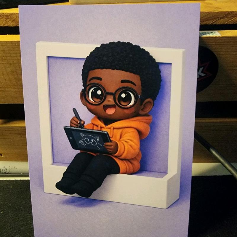 Black Kawaii Mini Poster 4x6 Inches - Compact Size for Easy Display & Cute Playful Aesthetics