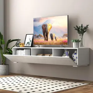 Modern Entertainment Center with Storage Media Console for Living Room Minimalist Tv Stand Dresser Wall Mounted Tv Shelf