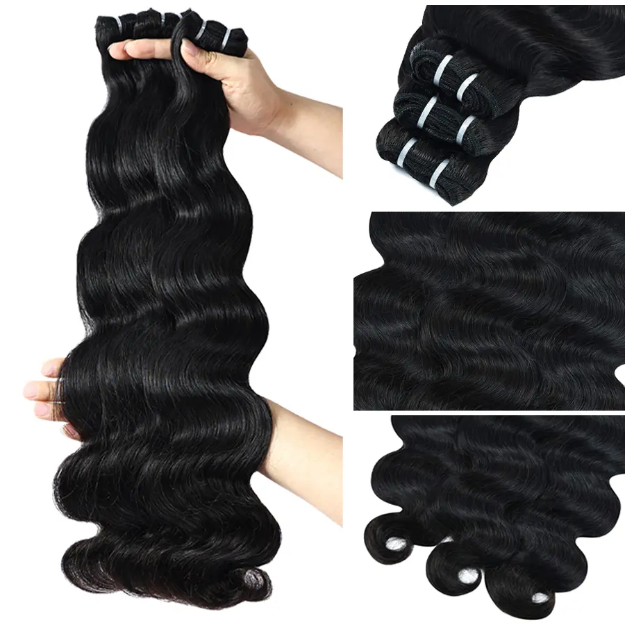 MISS ROLA 16A Raw Human Hair Double Drawn Body Wave Vietnamese Hair 3 Bundles, Upgraded Lightweight Double Wefted Premium 100% Unprocessed Virgin Hair Extensions, Thick Full Ends, Natural Black Silky Soft, Luxury Reusable 18 20 22 Inch