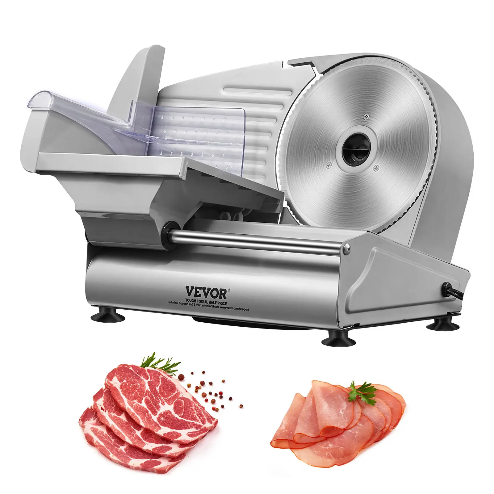 VEVOR Meat Slicer, 180W Electric Deli Food Slicer with 7.5" SUS420 Stainless Steel Blade and Blade Guard, 0 - 0.6 inch Adjustable Thickness for Home U