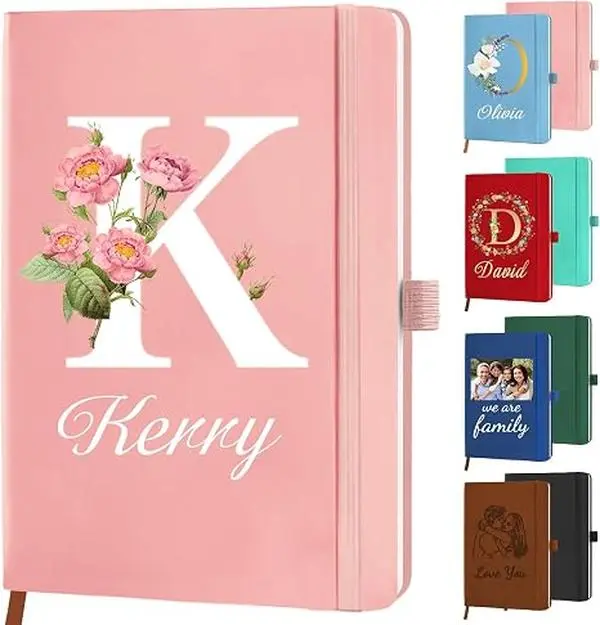 Personalized Journal Notebook with Initials Name Custom Journaling Notebook for Women Daughter Customized College Ruled