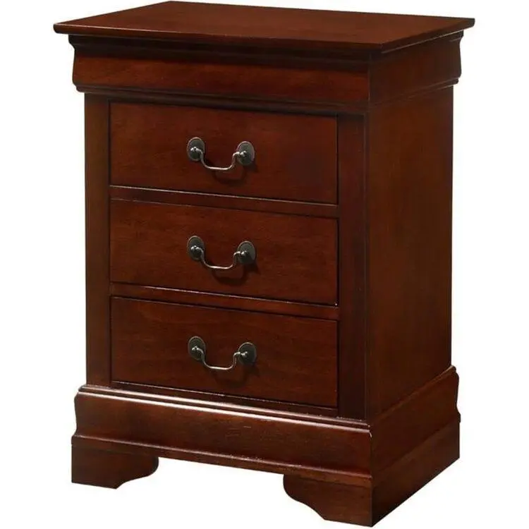 Homestock Vintage Storage Nightstand - Wood Bedside Table with Dovetailed Drawers, Traditional Design for Bedside Essentials, Long-Lasting Durability