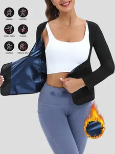 Women's Sportswear Yoga Fitness Exercise Top, Sweat Enhancing Sauna Suit, Long Sleeve Waist Training Thermal Shapewear, Running Training Shirt