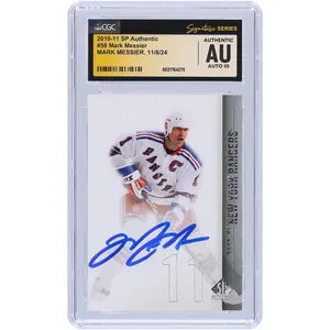 Mark Messier New York Rangers Autographed 2010-11 Upper Deck SP Authentic #58 CGC Fanatics Witnessed Authenticated Auto 10 Card - Fanatics Authentic Certified