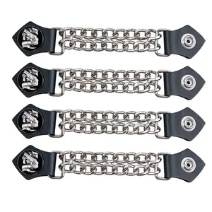 Dream Apparel 2nd Amendment Head Vest Extender With Chains for Women/Man, Faux Leather Motorcycle Biker Vest Extender - 4pcs Set - Menswear