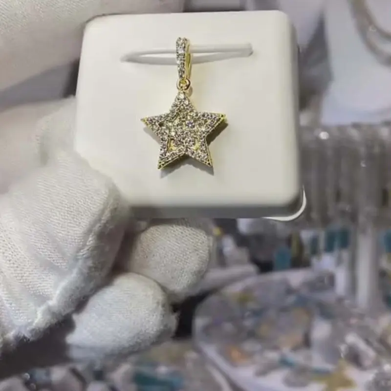925 Sterling Vermeil Moissanite Star Necklace Pendant, Elegant Jewelry Pendant for Women