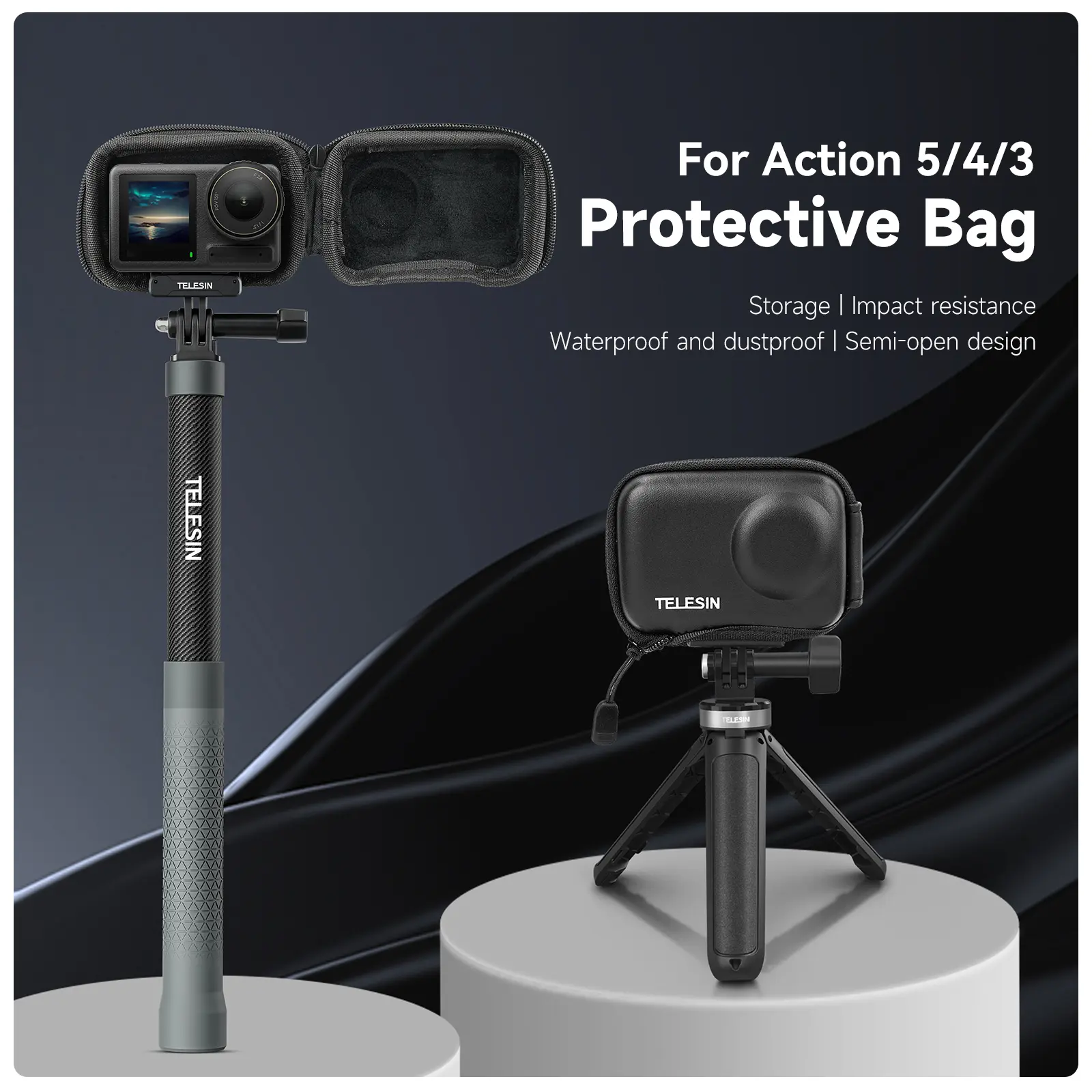 TikTokShopStockUp】TELESIN DJI Osmo Action 5 Pro/4/ 3 Akaso 