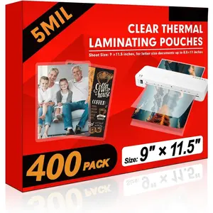 Laminating Sheets, 400 Pack Clear Thermal Laminating Plastic Paper Laminator Sheets, 9 x 11.5-Inch, 5mil, Ideal Office or School Supplies