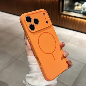 [KQ]IP17ProMax Liquid Silicone Magnetic Phone Case 16 Integrated Buttons 16 Full Coverage Precision Hole 15/14/13 Silicone Smartphone Protective Case Shockproof