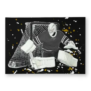 360 stand Weatherproof Outdoor Rug - 5x7 ft Rectangle, Hockey Goalie Print Face, Patio/Deck/Garden Household Textile Carpet, Sports Theme