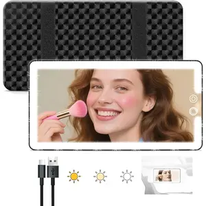 Car Sun Visor Vanity Mirror with Lights, Rechargeable LED Car Visor Makeup Mirror with 3 Color Dimmable Lights - Universal Accessories for Cars, SUVs, Trucks (Black),,cars accessories,car stuff