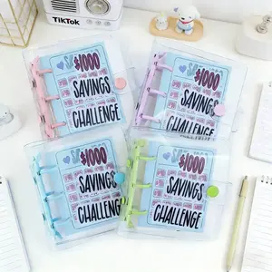$1000 saving challenge book with clear covertrack cash goals, build better habits, and stay organized with this reusable budget binder