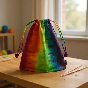 New Tie Dye Canvas Drawstring Bag 100% Cotton 9.5" x 8.25" Hand Dyed Eco Friendly Reusable Gift Bag Machine Washable