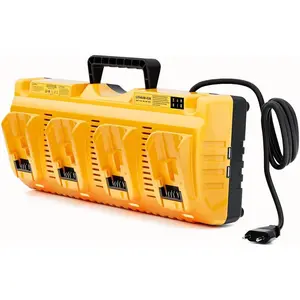 DCB104 Replacement for Dewalt Battery Charger Station,4 Port Multi Battery Charger with 2 USB Ports, Compatible with Dewalt All 12V 20V Max Lithium Battery (Yellow)