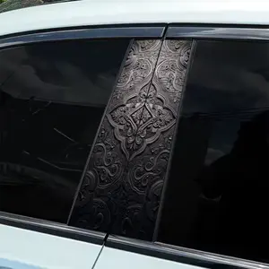 2Pcs embossed textured vintage patterned vinyl car patch - simple peel and paste B-pillar protection, durable and age-resistant, perfect for personalizing your vehicle, car protection | bold visual effects | peelable stickers, car