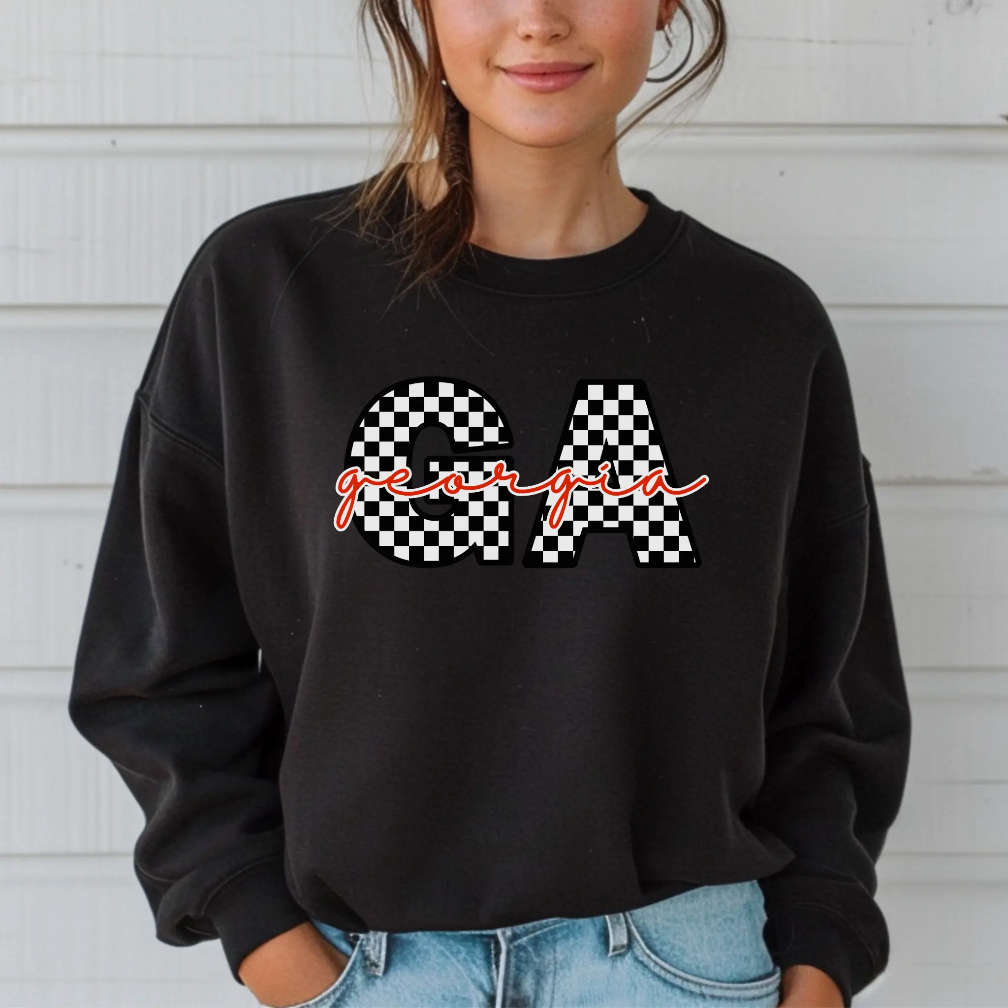 Checkered Georgia Sweater, Game Day Outfit, Graduation Gift,  College Football