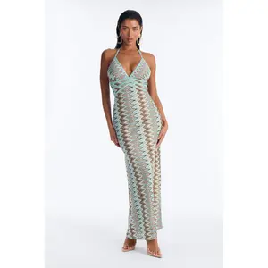 Vacation Vibes Only Crochet Maxi Dress - Blue