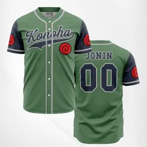 Konoha Jonin Shippuden Anime Baseball Jerseys | Cool Summer Anime Vibes for Men & Fans