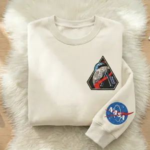 Artemis II Mission Embroidered Sweatshirt, NASA Space Launch Merch