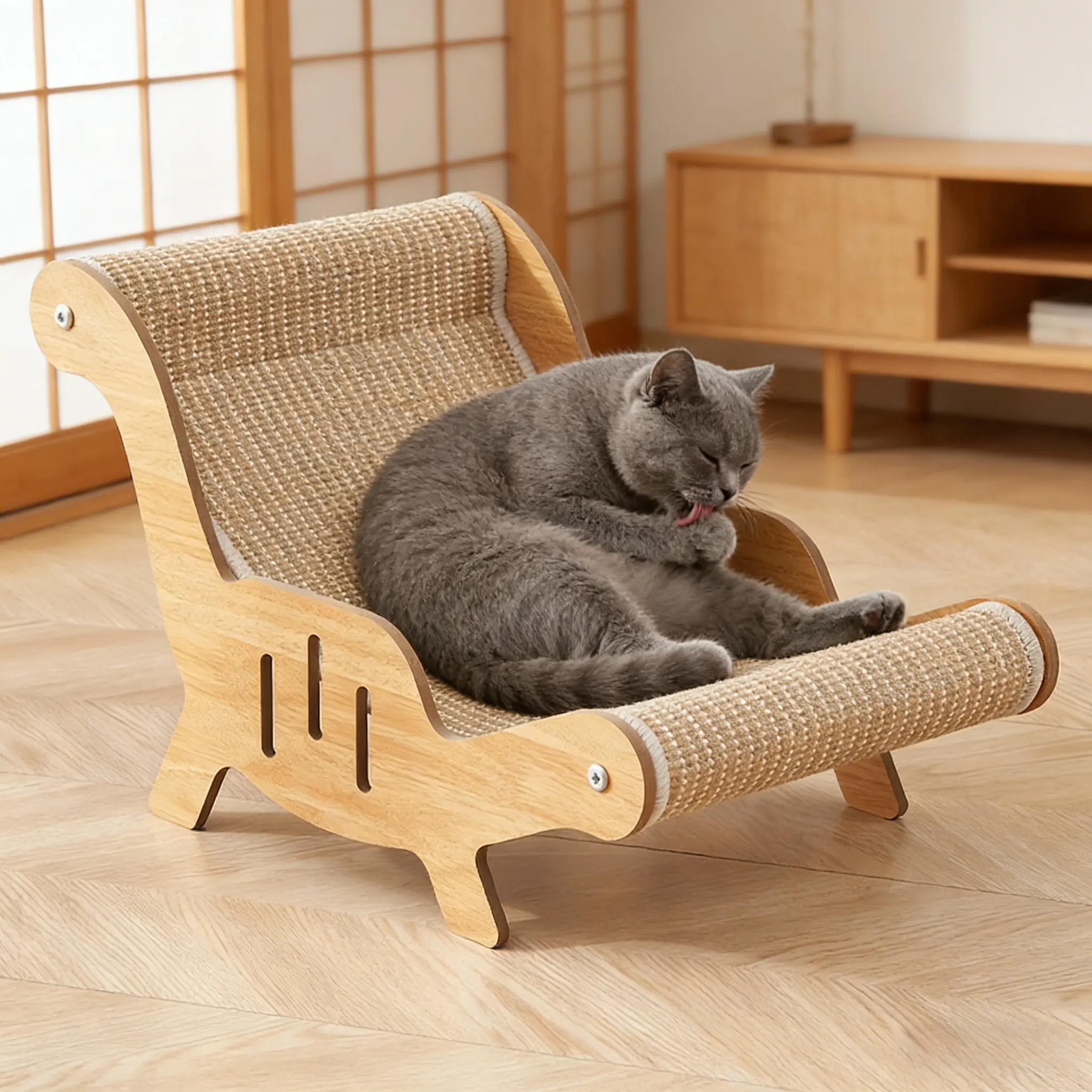 Sisal Cat Scratcher Bed, No Shedding Durable Cat Lounger for Indoor Cats, Cozy Sleeping Chair & Scratch Furniture