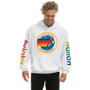 AVIATOR NATION HAMPTONS RELAXED PULLOVER HOODIE - WHITE