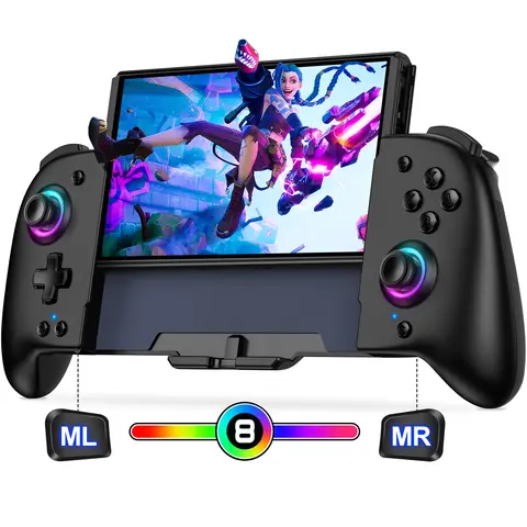 Wireless Bluetooth Pro Controller for Nintendo Switch/Switch OLED, Full-Size Ergonomic Console Accessory with Sponge-Plastic Build, RGB Lights, Turbo Function, Programming, Tilt Detection, Dual Vibration, and Battery for Interactive Gaming