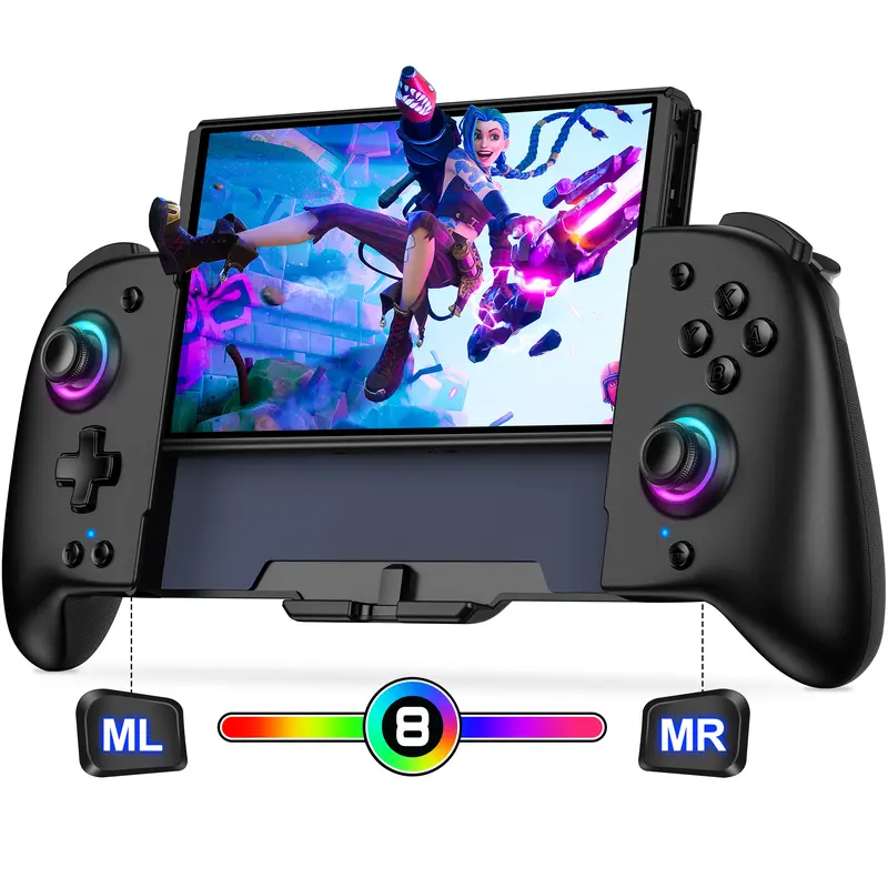Wireless Bluetooth Pro Controller for Nintendo Switch/Switch OLED, Full-Size Ergonomic Console Accessory with Sponge-Plastic Build, RGB Lights, Turbo Function, Programming, Tilt Detection, Dual Vibration, and Battery for Interactive Gaming