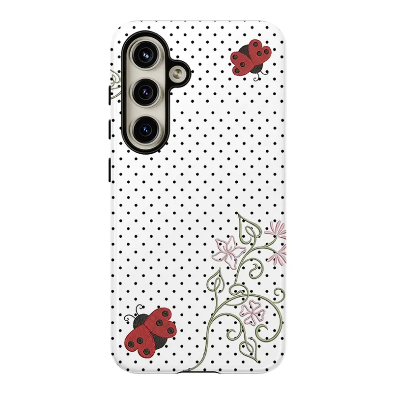 Polka Dot Ladybug Phone Case , Shockproof Rugged Cover Dual Layer Soft TPU Hard Bumper Shell for Samsung S26 S25 S24 S23 S22 S21 NOTE20 Ultra A71 A56 A36 Plus FE A06 A13 A14 A15 A16 A23 A25 A26 A34 A52 A53 A54 A55 Edge, Cute Y2K Art Style, Kawaii Floral