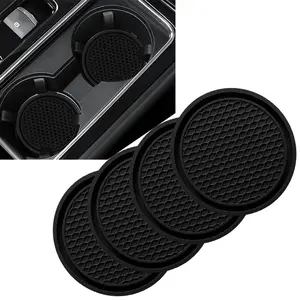 4pcs Universal Car Cup Bottle Holder Coaster, Anti Slip Silicone Cup Mat, Waterproof Auto Interior Accessories for Car Suv Truck