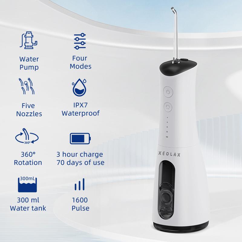 Water Flosser for Teeth, 5 Precision Water Jets, 4 Function Modes, Cordless, Portable and Rechargeable Oral Irrigator, IPX7 Waterproof, Ideal for Both Travel and Daily Oral Care.