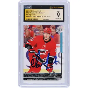 Andrei Svechnikov Carolina Hurricanes Autographed 2018-19 Upper Deck Series 2 Young Guns #451 CGC Fanatics Witnessed Authenticated 9/10 Rookie Card - Fanatics Authentic Certified