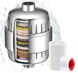 20 Stage Shower Head Filter - 1 Cartridges,Hard Water Filter,99% Remove Chlorine, Fluoride,Heavy Metals and Harmful Impurities,High Output Showerhead Filters for Improving Skin and Hair,Chrome