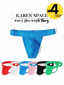 Random colors 2,3 pieces, Men's fine mesh thong pants, Men's solid color, Plain, simple style, form-fitting, skin-friendly material, comfortable and breathable, one-piece thong pants for men, underwear with low waist, youth casual underwear