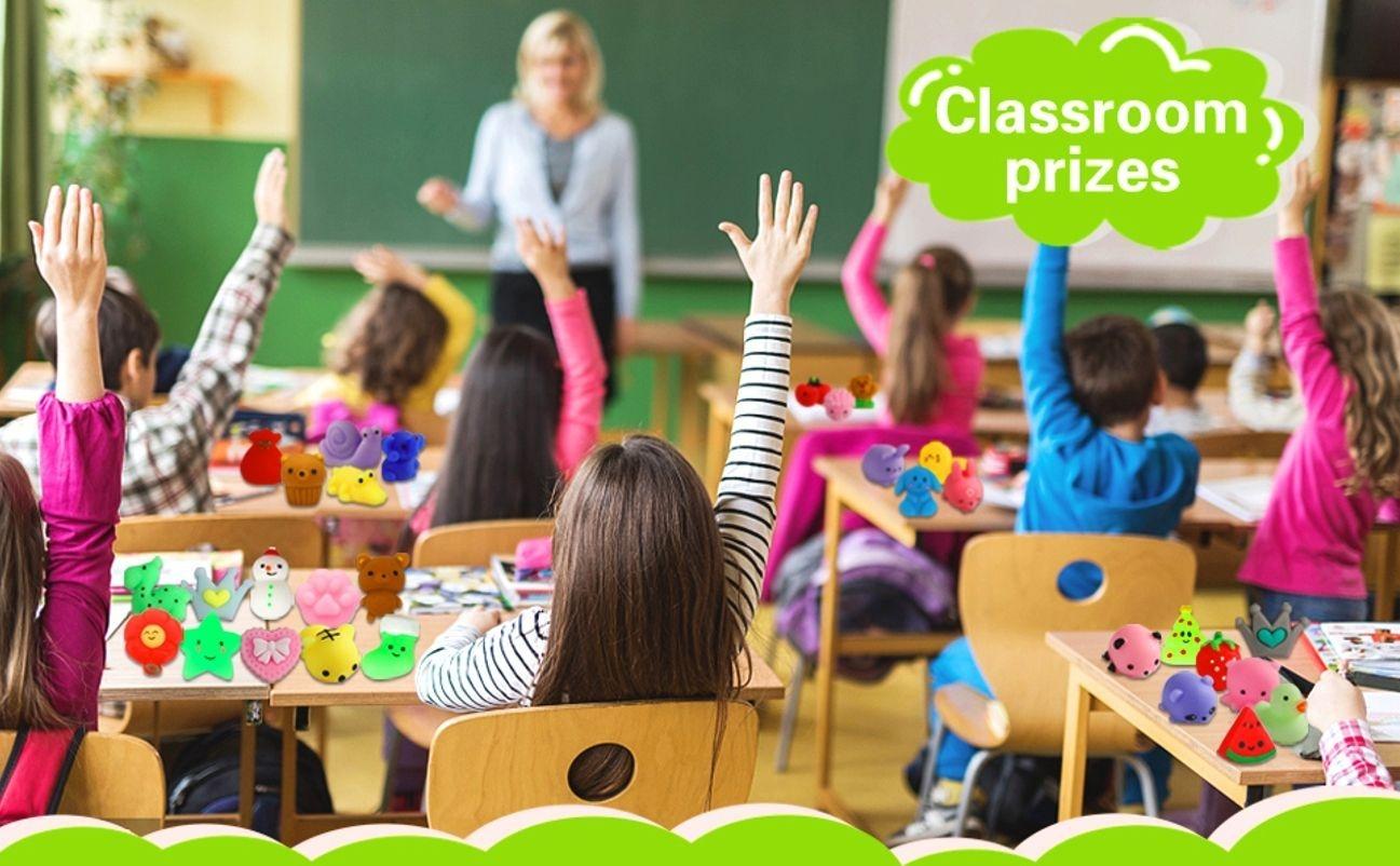 100 Pack Squishies Toys, Tiny Mochi Squishy Fidget Toys Random Bulk Party Favors for Kids 4- 8 8-12 Goodie Bag Pinata Stocking Stuffers Classroom Prizes Treasure Box Egg Fillers Girls