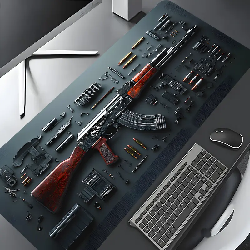 Tactical AK Gun Disassembly Large Gaming Mouse Pad,Aesthetic Desktop Drotection Pad,Washable Rubber Pad Non-Slip Lock Edge Multi-Size Mouse Pad Suitable For Home Office,Good Gift for Family and Friends