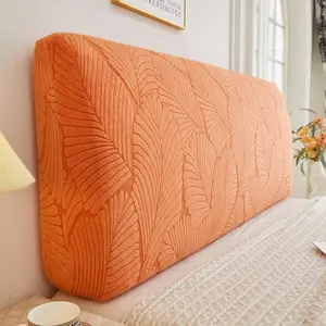 Modern Minimalist Large Leaf Pattern Bed Headboard Cover - Full-Cover Dustproof Dirt-Resistant Softback Pillowcase, Machine-Washable, Multiple Sizes